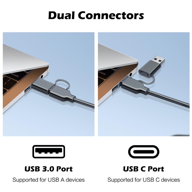 SmartQ SD Card Reader, Memory Card Reader 4 in 1 USB C USB 3.0 Dual Connector Adapter Simultaneously Read SD MS CF TF Cards Supports Micro SD/Micro. Compatible with desktops, Tablets, and USB-C Smartphones - Image 4
